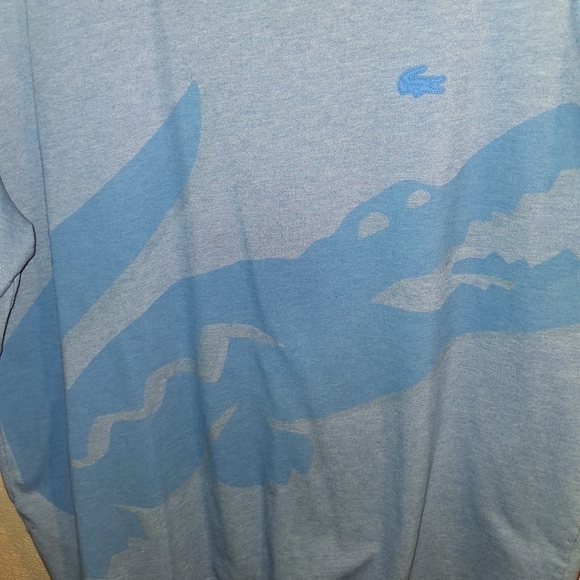 Lacoste Men's Crocodile Print Crew Neck Stretch Organic Cotton T-Shirt Blue XL - Picture 4 of 7